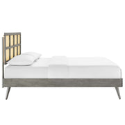 Modway MOD-6694 Sidney Cane and Wood King Platform Bed With Splayed Legs