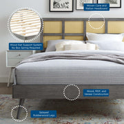 Modway MOD-6694 Sidney Cane and Wood King Platform Bed With Splayed Legs