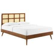 Modway MOD-6694 Sidney Cane and Wood King Platform Bed With Splayed Legs