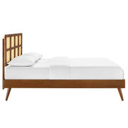 Modway MOD-6694 Sidney Cane and Wood King Platform Bed With Splayed Legs
