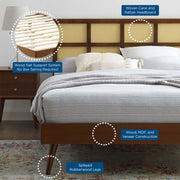 Modway MOD-6694 Sidney Cane and Wood King Platform Bed With Splayed Legs