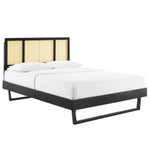 Modway MOD-6695 Kelsea Cane and Wood Full Platform Bed With Angular Legs