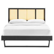 Modway MOD-6695 Kelsea Cane and Wood Full Platform Bed With Angular Legs