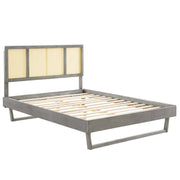 Modway MOD-6695 Kelsea Cane and Wood Full Platform Bed With Angular Legs