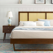 Modway MOD-6695 Kelsea Cane and Wood Full Platform Bed With Angular Legs