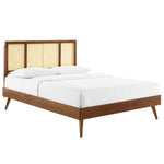 Modway MOD-6696 Kelsea Cane and Wood Full Platform Bed With Splayed Legs