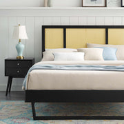Modway MOD-6697 Kelsea Cane and Wood King Platform Bed With Angular Legs