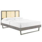 Modway MOD-6697 Kelsea Cane and Wood King Platform Bed With Angular Legs