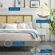 Modway MOD-6697 Kelsea Cane and Wood King Platform Bed With Angular Legs