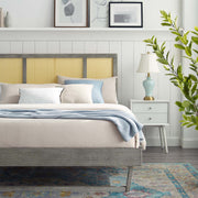 Modway MOD-6697 Kelsea Cane and Wood King Platform Bed With Angular Legs