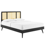 Modway MOD-6698 Kelsea Cane and Wood King Platform Bed With Splayed Legs