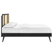 Modway MOD-6698 Kelsea Cane and Wood King Platform Bed With Splayed Legs