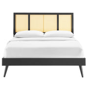 Modway MOD-6698 Kelsea Cane and Wood King Platform Bed With Splayed Legs