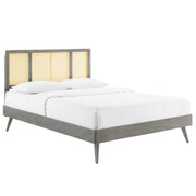 Modway MOD-6698 Kelsea Cane and Wood King Platform Bed With Splayed Legs