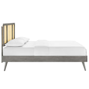 Modway MOD-6698 Kelsea Cane and Wood King Platform Bed With Splayed Legs