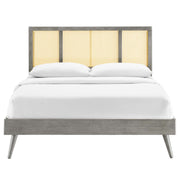 Modway MOD-6698 Kelsea Cane and Wood King Platform Bed With Splayed Legs