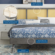 Modway MOD-6698 Kelsea Cane and Wood King Platform Bed With Splayed Legs