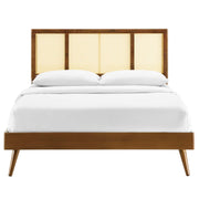 Modway MOD-6698 Kelsea Cane and Wood King Platform Bed With Splayed Legs