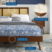 Modway MOD-6698 Kelsea Cane and Wood King Platform Bed With Splayed Legs