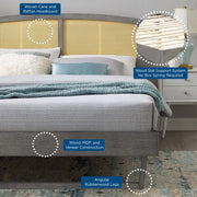 Modway MOD-6701 Sierra Cane and Wood King Platform Bed With Angular Legs
