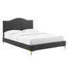 Modway MOD-6739 Juniper Channel Tufted Velvet Queen Platform Bed