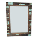 HiEnd Accents Wooden Mirror with Turquoisse Inlay