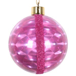Vickerman Mt190179 4" Cerise Glitter Reflector Ornament 4/Bag
