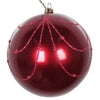 Vickerman Mt194521D 4" Berry Red Candy Finish Curtain Ornament With Glitter Accents 4/Bag