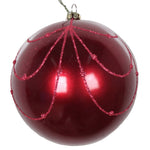 Vickerman Mt194521D 4" Berry Red Candy Finish Curtain Ornament With Glitter Accents 4/Bag