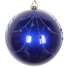 Vickerman Mt194522D 4" Cobalt Blue Candy Finish Curtain Ornament With Glitter Accents 4/Bag