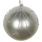 Vickerman Mt194525D 4" Limestone Candy Finish Curtain Ornament With Glitter Accents 4/Bag