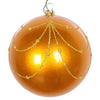 Vickerman Mt194530D 4" Antique Gold Candy Finish Curtain Ornament With Glitter Accents 4/Bag
