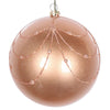 Vickerman Mt194558D 4" Rose Gold Candy Finish Curtain Ornament With Glitter Accents 4/Bag