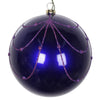 Vickerman Mt194566D 4" Purple Candy Finish Curtain Ornament With Glitter Accents 4/Bag