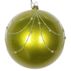 Vickerman Mt194573D 4" Lime Candy Finish Curtain Ornament With Glitter Accents 4/Bag