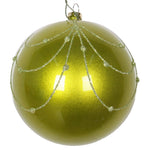 Vickerman Mt194573D 4" Lime Candy Finish Curtain Ornament With Glitter Accents 4/Bag