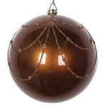 Vickerman Mt194576D 4" Mocha Candy Finish Curtain Ornament With Glitter Accents 4/Bag