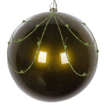 Vickerman Mt194614D 4.75" Olive Candy Finish Curtain Ornament With Glitter Accents 4/Bag