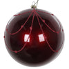 Vickerman Mt194619D 4.75" Wine Candy Finish Curtain Ornament With Glitter Accents 4 Per Bag