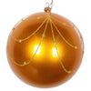 Vickerman Mt194630D 4.75" Antique Gold Candy Finish Curtain Ornament With Glitter Accents 4 Per Bag