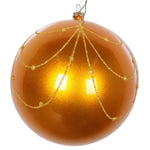 Vickerman Mt194630D 4.75" Antique Gold Candy Finish Curtain Ornament With Glitter Accents 4 Per Bag