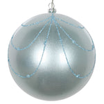 Vickerman Mt194632D 4.75" Baby Blue Candy Finish Curtain Ornament With Glitter Accents 4 Per Bag
