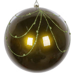 Vickerman Mt194714D 6" Olive Candy Finish Curtain Ornament With Glitter Accents 3 Per Bag