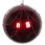 Vickerman Mt194719D 6" Wine Candy Finish Curtain Ornament With Glitter Accents 3 Per Bag