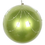 Vickerman Mt194754D 6" Celadon Candy Finish Curtain Ornament With Glitter Accents 3 Per Bag