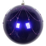 Vickerman Mt194766D 6" Purple Candy Finish Curtain Ornament With Glitter Accents 3 Per Bag