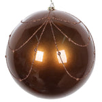 Vickerman Mt194776D 6" Mocha Candy Finish Curtain Ornament With Glitter Accents 3 Per Bag