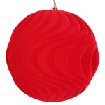 Vickerman Mt196103D 6" Red Flocked Wave Ball Ornament 2 Per Bag