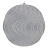 Vickerman Mt196107D 6" Silver Flocked Wave Ball Ornament 2 Per Bag
