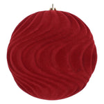 Vickerman Mt196165D 6" Burgundy Flocked Wave Ball Ornament 2 Per Bag